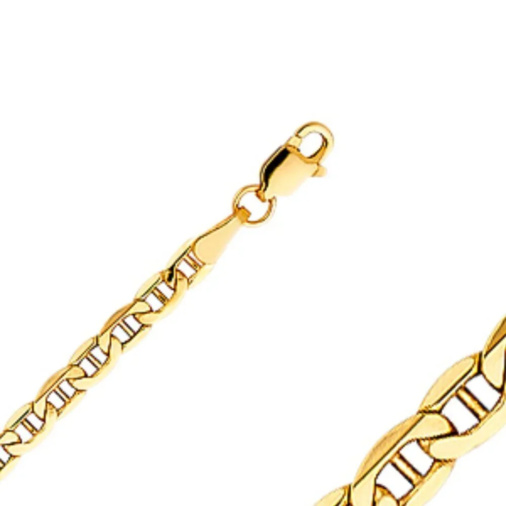 New 14K Yellow gold  3.5mm Hollow Mariner Bevel Chain 22
